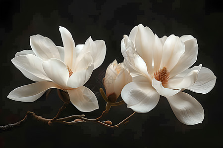 白色木兰花花枝图片
