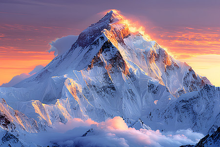 巍峨的雪山山峰图片