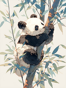 爬在树上的熊猫图片
