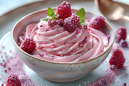 粉色杯子里的冰淇淋图片