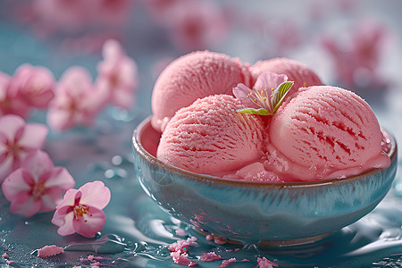 摆盘背景粉色的冰淇淋背景