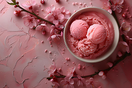粉色的花朵和冰淇淋图片