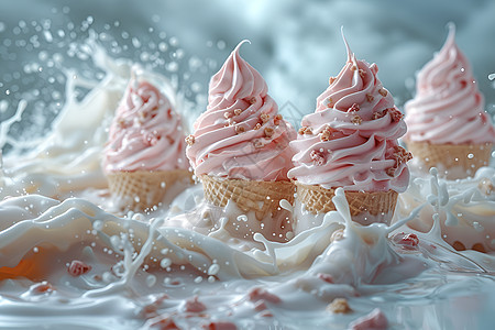 甜筒水果味冰淇淋图片