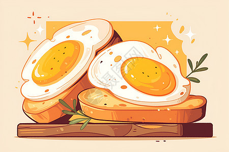 营养的早餐鸡蛋和面包图片