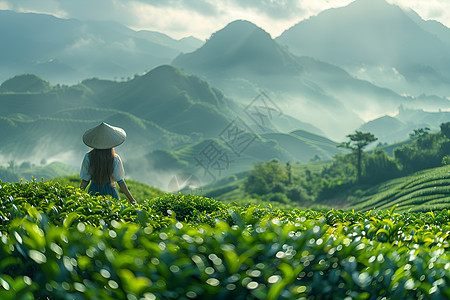 茶香悠然采茶人图片