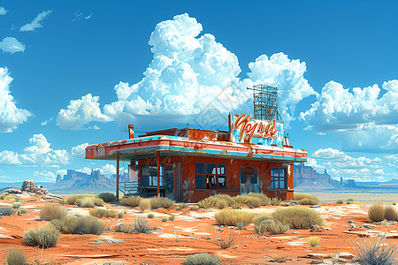 沙漠里的餐馆图片
