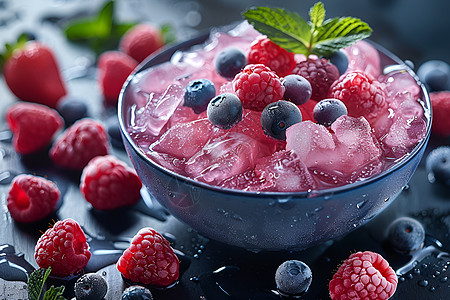 清甜多汁的树莓冰沙图片