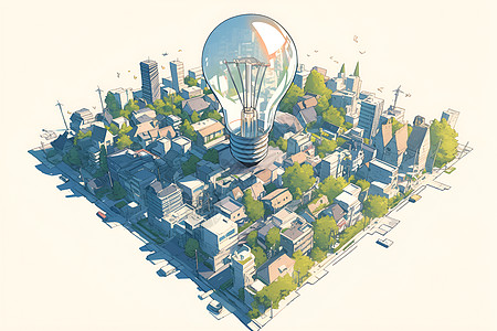 都市中的可再生能源灯泡图片