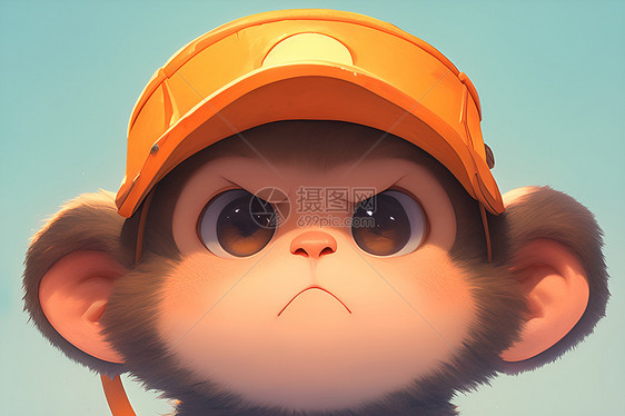 可爱的小猴子带着帽子图片