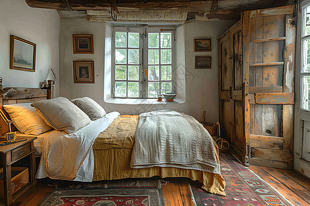 舒适卧室的大床图片