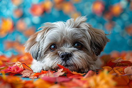 秋日户外的狗狗图片