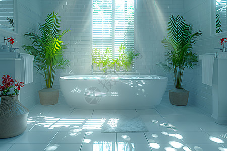 浴室里的植物图片