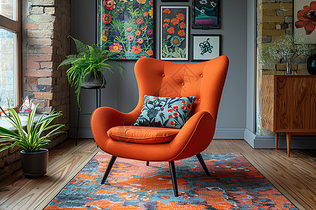 橙色的沙发椅图片