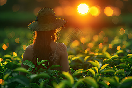 茶园里的女子图片