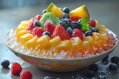 美味多汁的水果冰沙图片