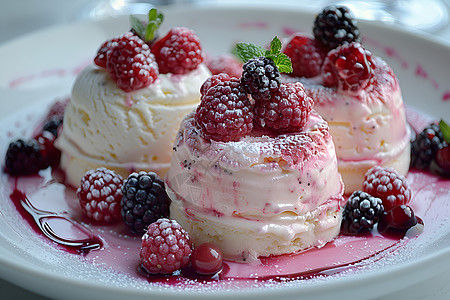 水果点缀的冰淇淋图片