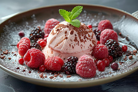 树莓口味冰淇淋图片