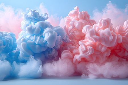 蓝色和粉色的云朵图片