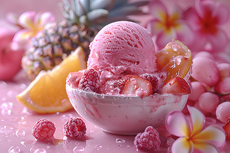 粉色的冰淇淋图片