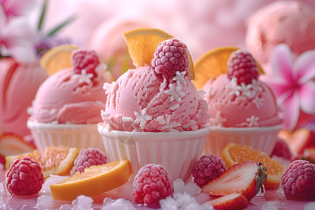树莓冰淇淋图片