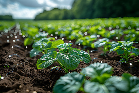 西红柿田田野中的植物背景