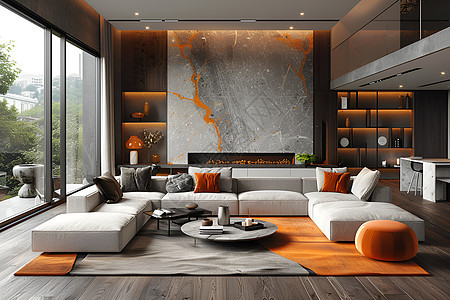 现代房屋内的沙发图片