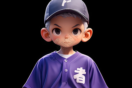 紫色棒球服男孩图片