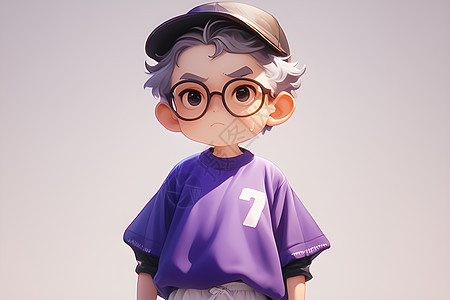 紫色衣服的男孩图片