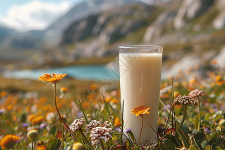 草地上的牛奶图片