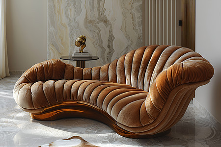 棕色现代线条沙发图片