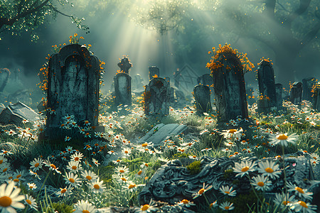 雏菊间的墓碑图片