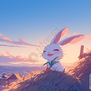 山顶上的可爱小兔图片