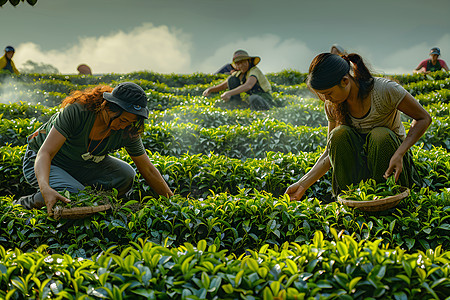 忙碌的采茶工图片