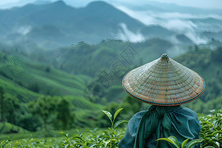 茶山上的农民图片