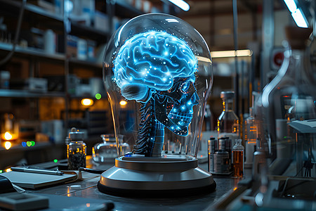 实验室的玻璃大脑图片