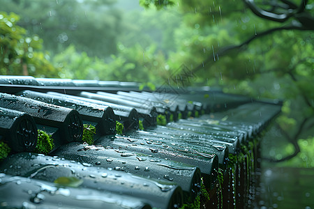 屋檐下的雨滴图片