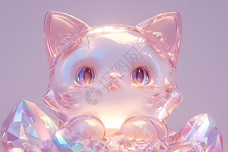 粉色玻璃小猫图片
