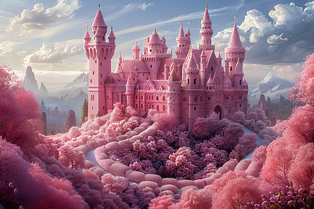 粉红色的糖果城堡图片