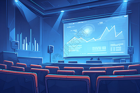 免抠舞台动态图片素材大会议室的红色椅子插画