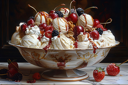 冰淇淋圣代的盛宴图片