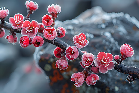 树枝上的桃花图片