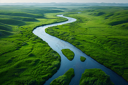小溪流过绿草背景图片