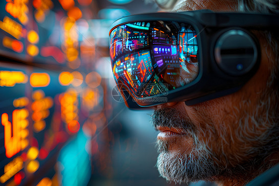 戴着VR眼镜的虚拟体验图片
