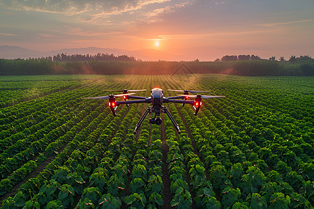 农田喷洒农药的无人机图片