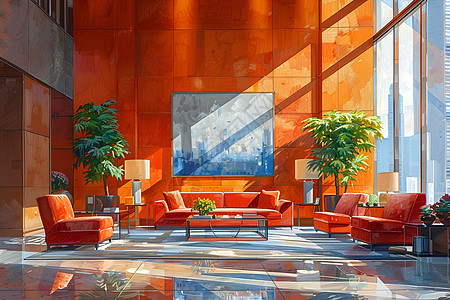 现代酒店套房客厅背景图片