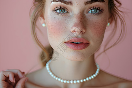 珍珠背景美丽优雅的模特背景