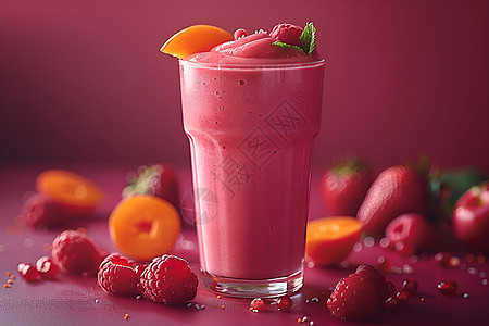 草莓味的冰沙高清图片
