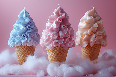 甜蜜多彩的棉花糖冰淇淋图片