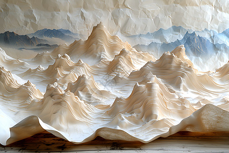 山峦叠嶂纸张上的山峦纹理插画