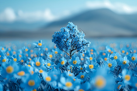 手绘花海缤纷春色花海背景